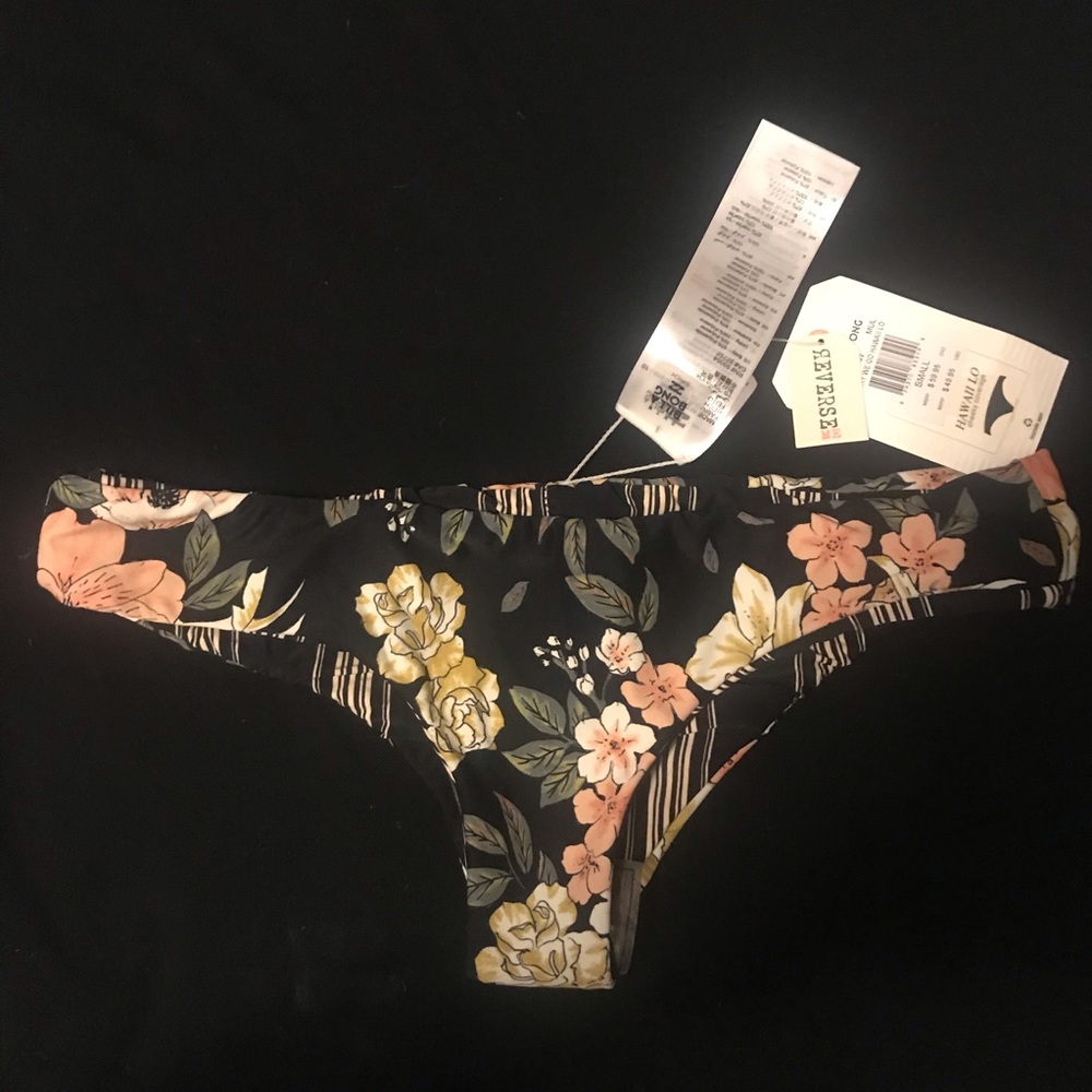 Billabong reversible striped floral bikini bottoms